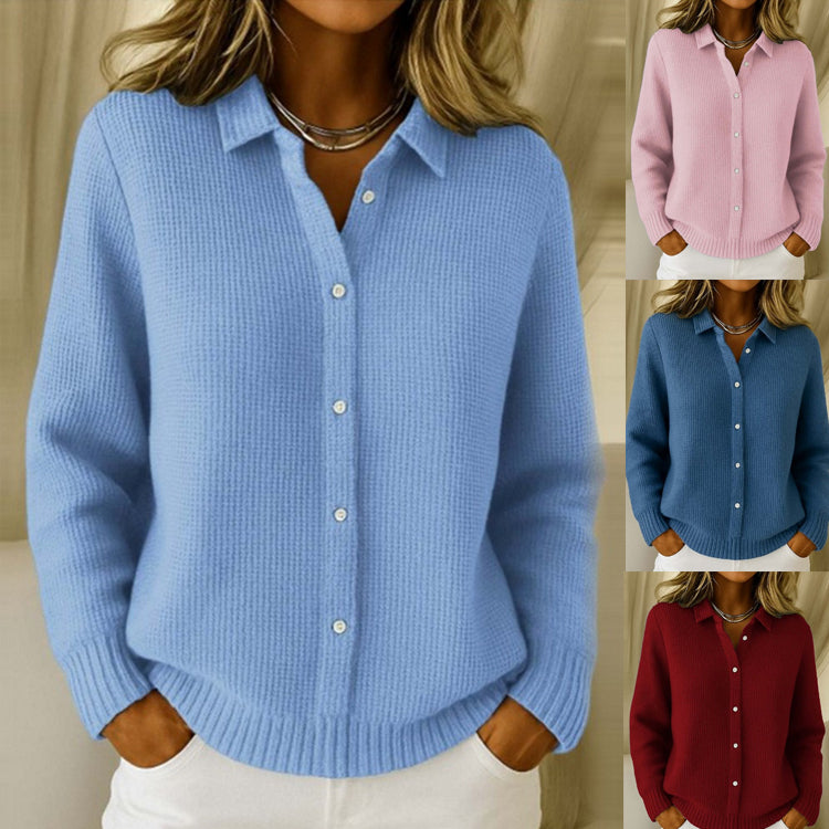 Women's Button-Up Lapel Knit Sweater