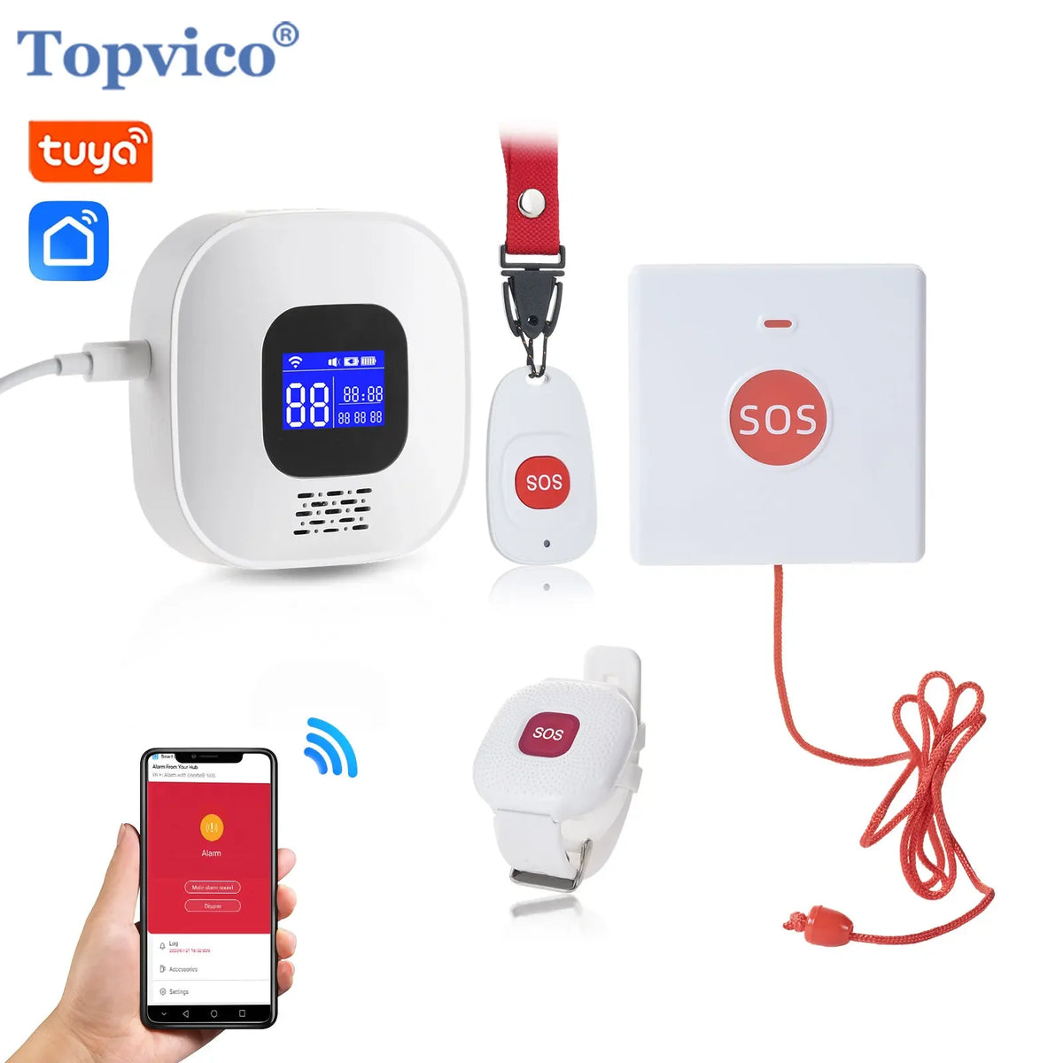 Tuya SOS Button Wifi Emergency Button for the Eldely Alarm, Fall Alert Call, Panic Button Bracelet Seniors Old People