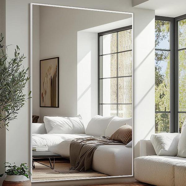 MELOMOIR Oversized Floor Mirror, Free Standing Leaning or Hanging, Suitable for Bedroom Living Room Home Gym Cloakroom, Thin Aluminum Frame, Tempered Glass, Silver