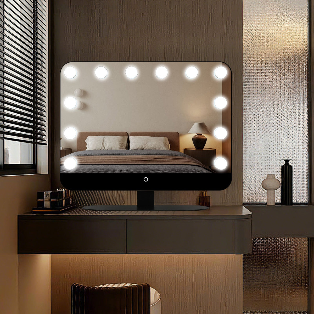 Vulpecula Hollywood Vanity Mirror with Lights, 12 Dimmable LED Bulbs,Aluminum LED Tabletop Mirror