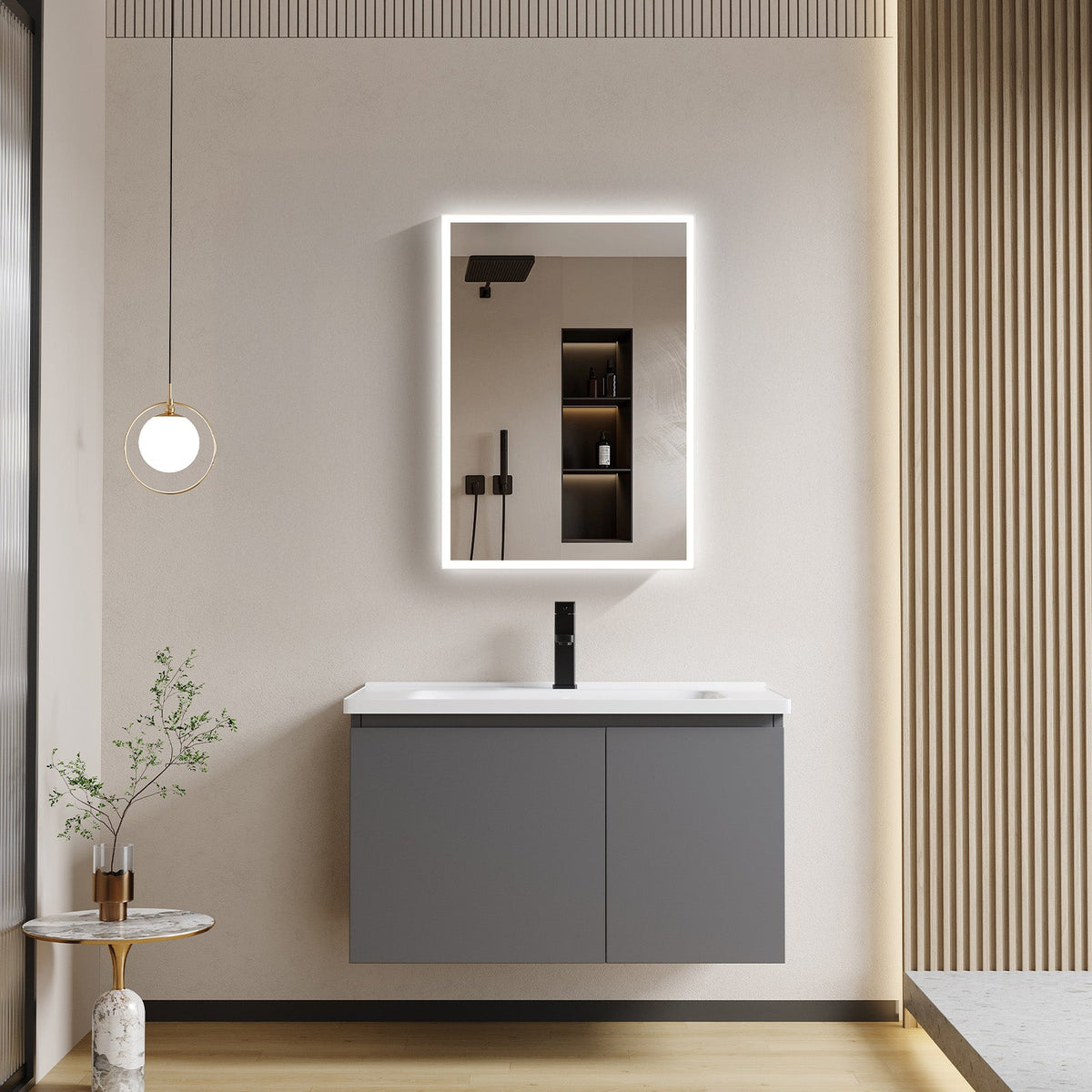 Mirrorons LED Lighted Bathroom Medicine Cabinet with IR Sensor Switch, Aluminum Hd Bathroom Mirror Cabinet Defogging Available, Matte White