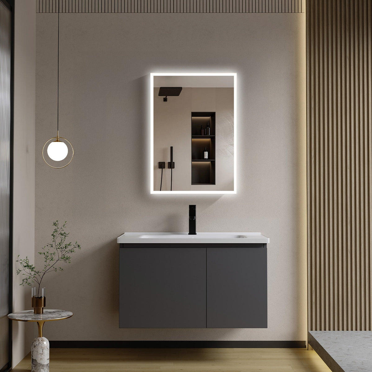 Mirrorons LED Lighted Bathroom Medicine Cabinet with IR Sensor Switch, Aluminum Hd Bathroom Mirror Cabinet Defogging Available, Matte White