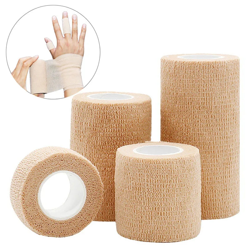 10/1Rolls Medical Adhesive Bandage Elastic Breathable Sports Self Adhesive Tape Beige Wrap Finger Tape for Wrist Ankle First Aid