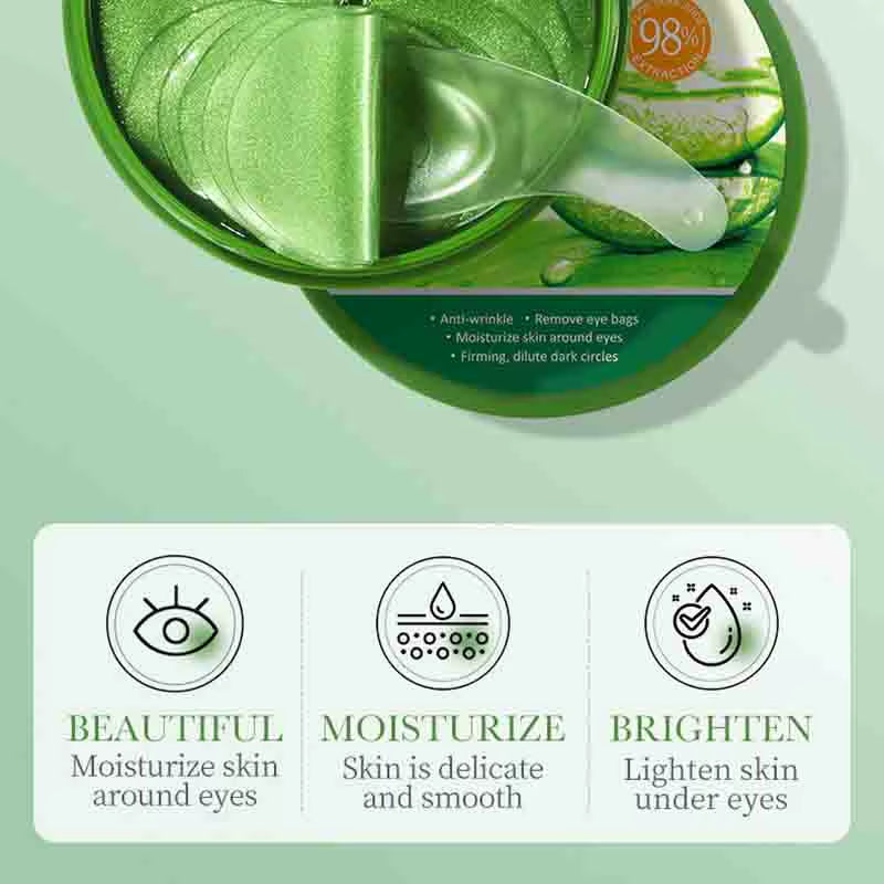 60Pcs SAODER Aloe Vera Collagen Eye Mask anti Dark Circles Eyes Bags Moisturizing Firming Eye Patches Eyes Skin Care Products