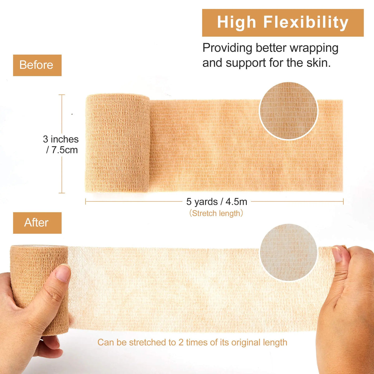 10/1Rolls Medical Adhesive Bandage Elastic Breathable Sports Self Adhesive Tape Beige Wrap Finger Tape for Wrist Ankle First Aid
