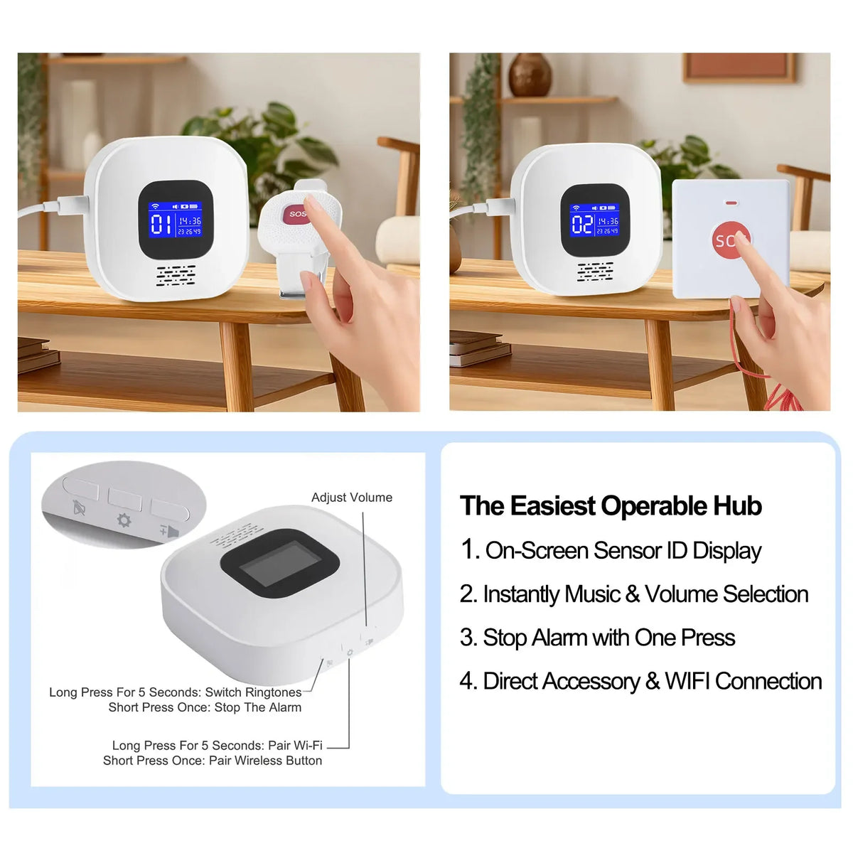 Tuya SOS Button Wifi Emergency Button for the Eldely Alarm, Fall Alert Call, Panic Button Bracelet Seniors Old People