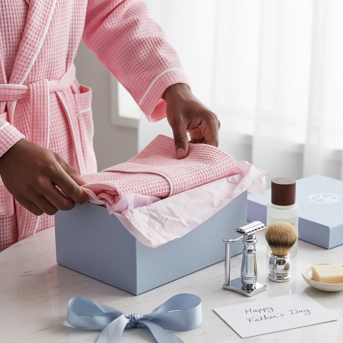 Premium Waffle Piping Robe for Men