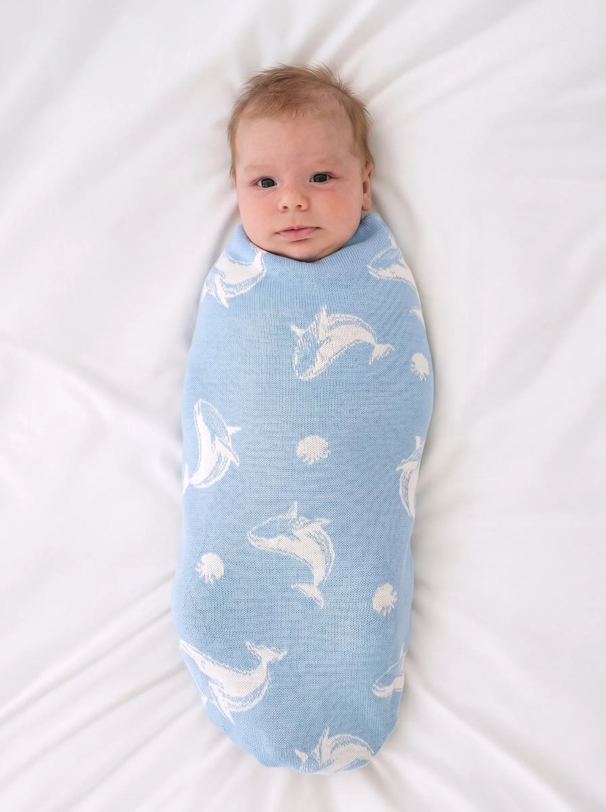Whale Knit Baby Blanket — Soft Jacquard Weave
