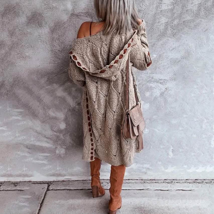 Women's Color Block Hooded Cardigan