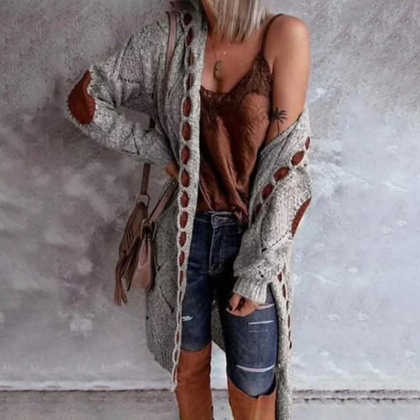 Women's Color Block Hooded Cardigan
