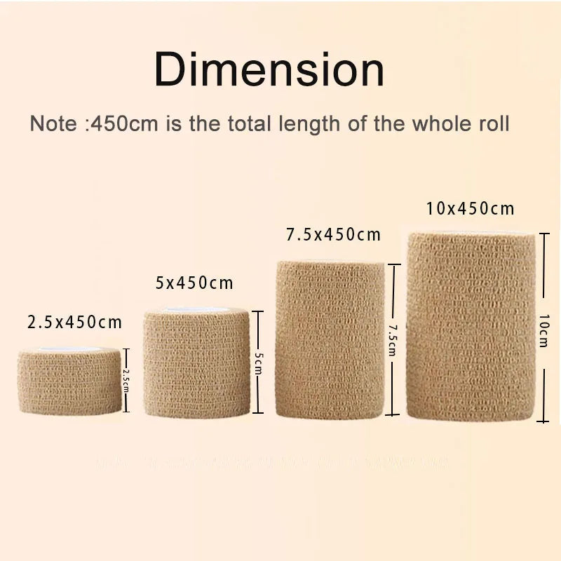 10/1Rolls Medical Adhesive Bandage Elastic Breathable Sports Self Adhesive Tape Beige Wrap Finger Tape for Wrist Ankle First Aid