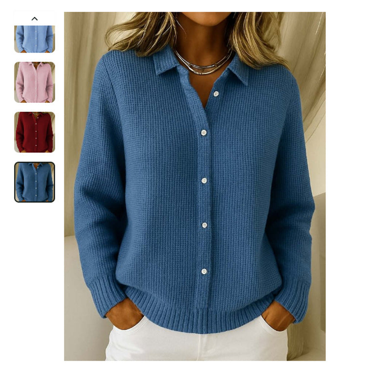 Women's Button-Up Lapel Knit Sweater