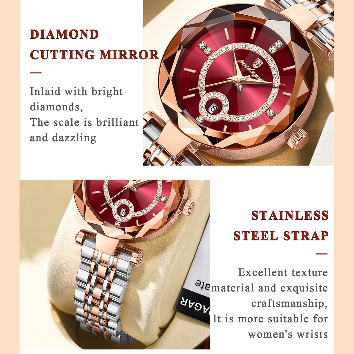 Elegant Women's Waterproof Stainless Steel Quartz Wristwatch - Perfect Blend of Fashion and Functionality