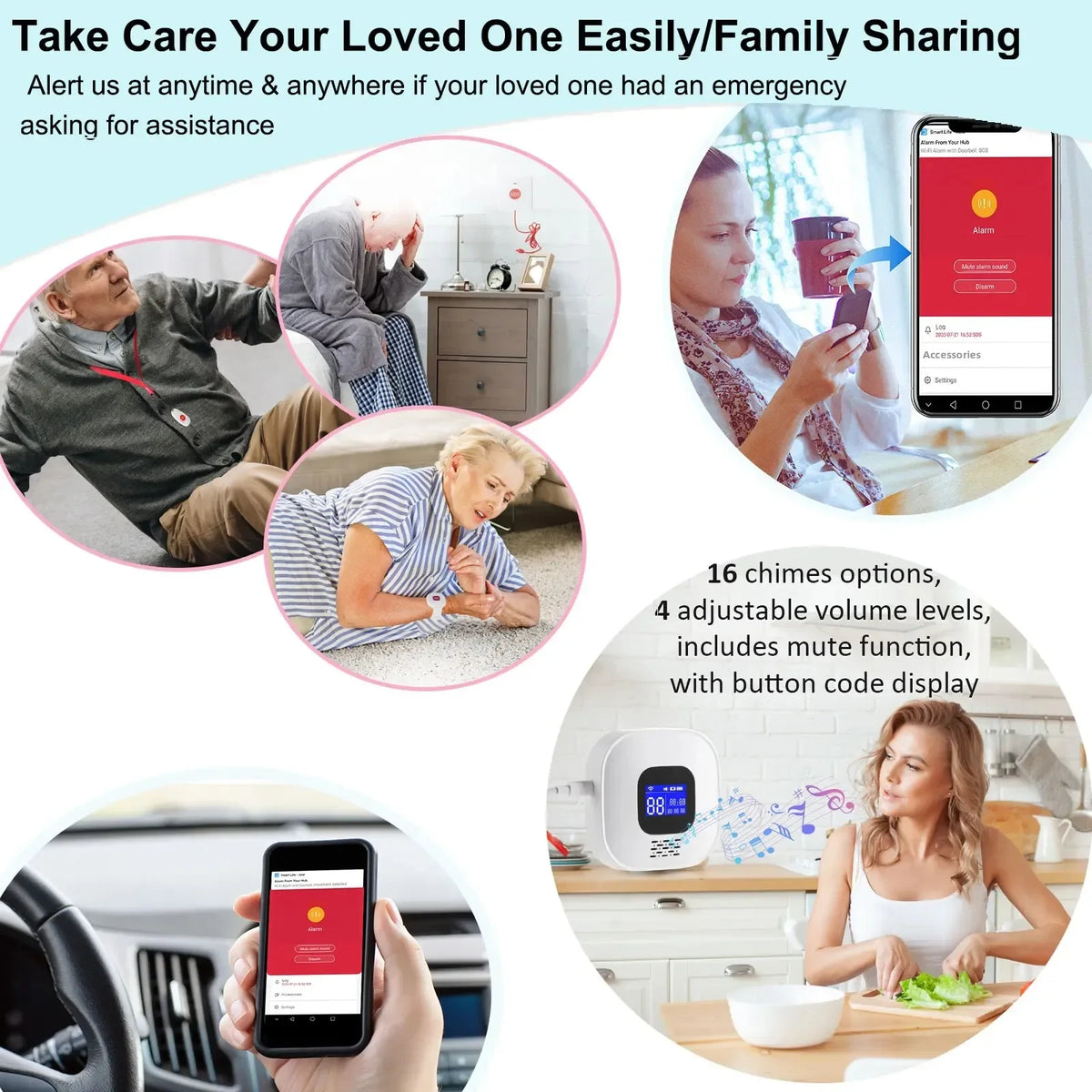 Tuya SOS Button Wifi Emergency Button for the Eldely Alarm, Fall Alert Call, Panic Button Bracelet Seniors Old People