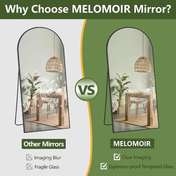 MELOMOIR Arched Full Length Mirror, Black Floor Mirror for Bedroom, Living Room, Gym, Dorm