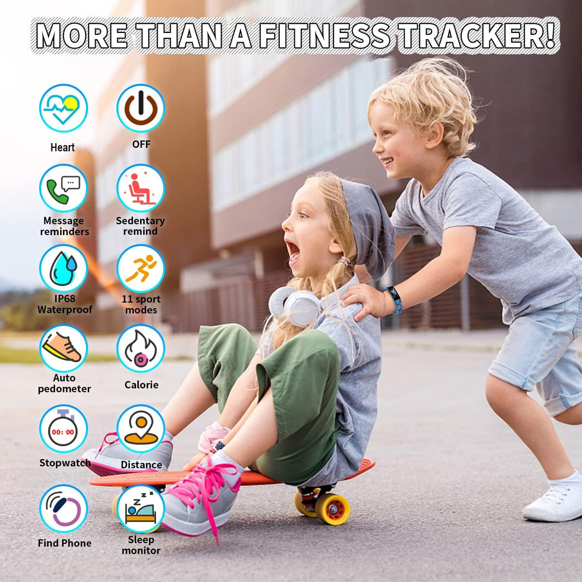 Kids Watch Fitness Tracker, Fitness Watches for Kids, Activity Tracker with Pedometers, Stopwatch, IP68 Waterproof, 11 Sport Modes Smart Watch for Kids Age 6-16 Years Old