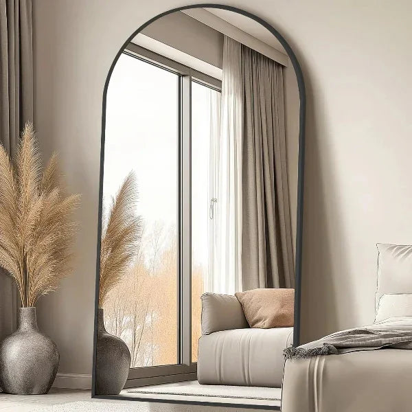 MELOMOIR Arched Full Length Mirror, Black Floor Mirror for Bedroom, Living Room, Gym, Dorm