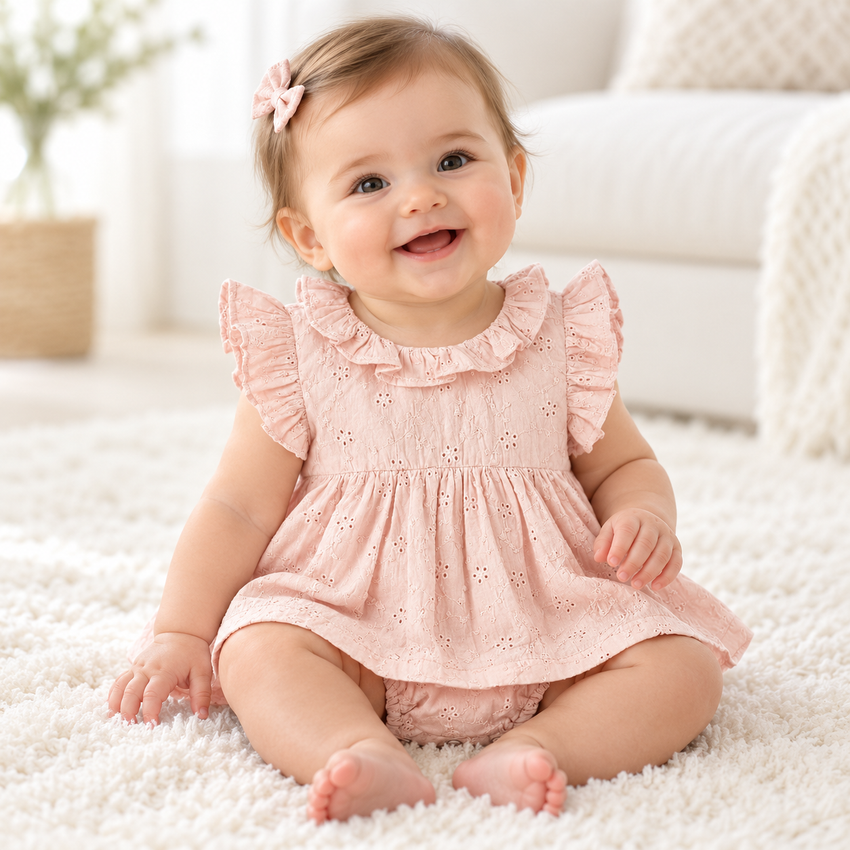 Eyelet Skirted Baby Bodysuit – Cotton for Special Occasions