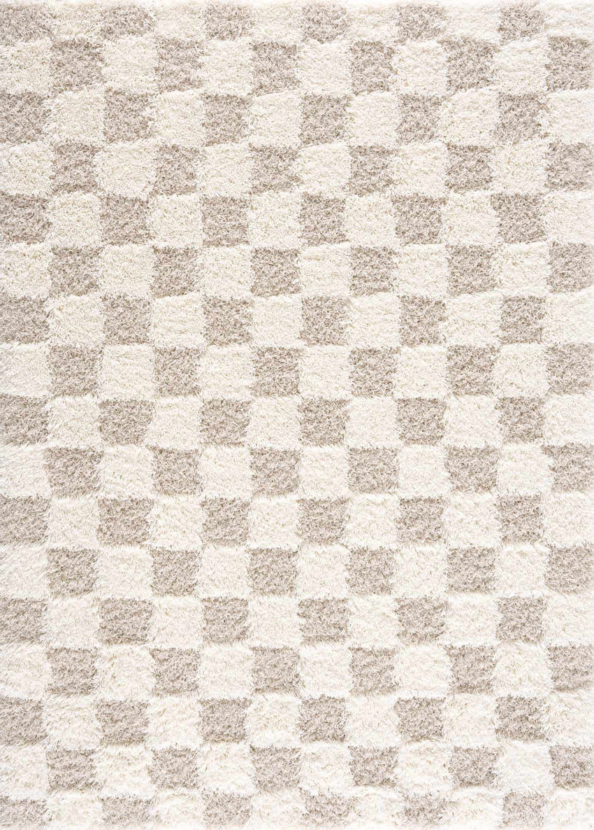 Atira Light Brown Checkered Area Rug