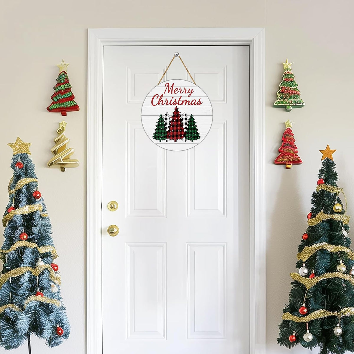 Christmas Decorations Indoor Christmas Door Decorations Buffalo Plaid Tree
