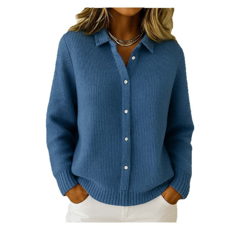 Women's Button-Up Lapel Knit Sweater