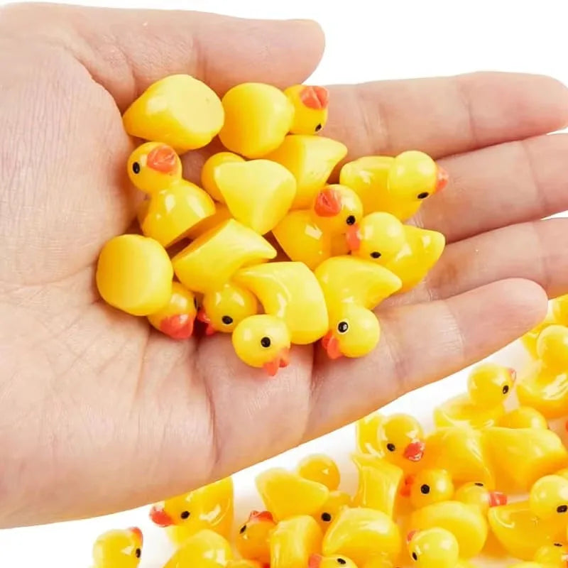 50/100Pcs Mini Resin Ducks Tiny Duck Miniature Figures Bulk Little Duck Charms for Party, DIY Micro Landscape Decorations