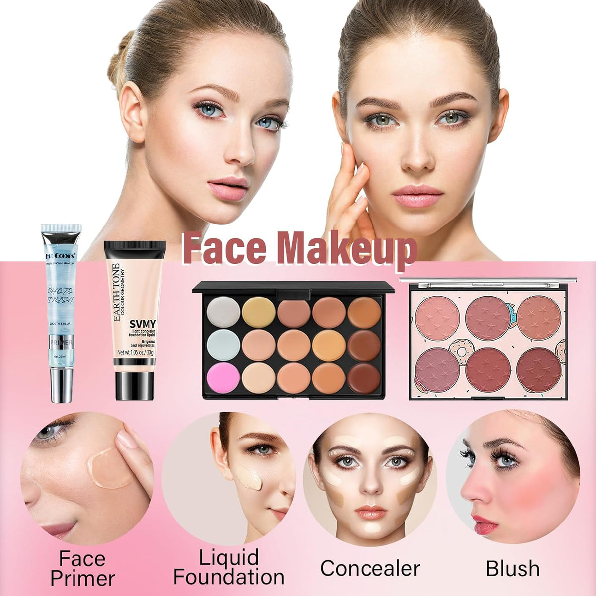 Makeup Set for Women, Makeup Kit for Beginners Teen Girls, Makeup Gift Set for Teens, Makeup Kit for Girls, Eyeshadow Palette, Lip Gloss, Face & Eye Make Up