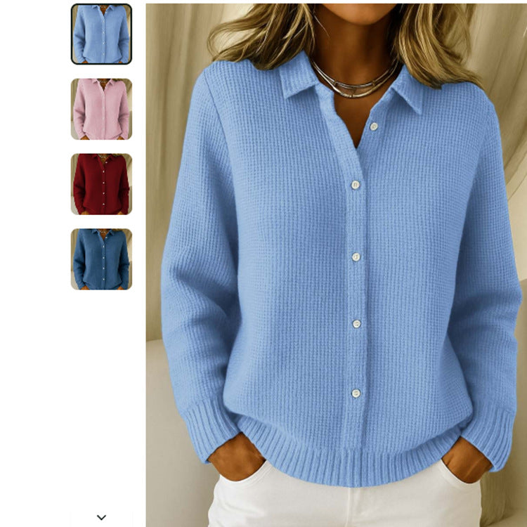 Women's Button-Up Lapel Knit Sweater