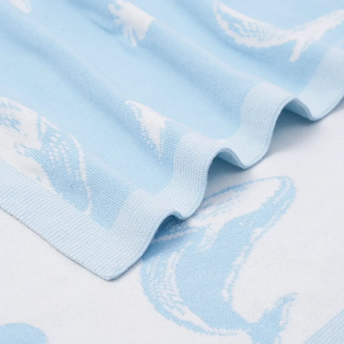 Whale Knit Baby Blanket — Soft Jacquard Weave