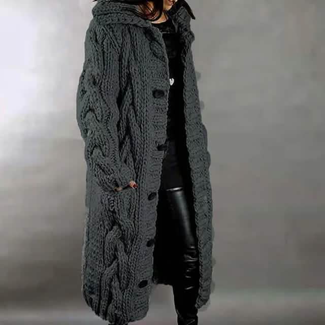 Women's Chunky Cable Knit Open-Front Cardigan