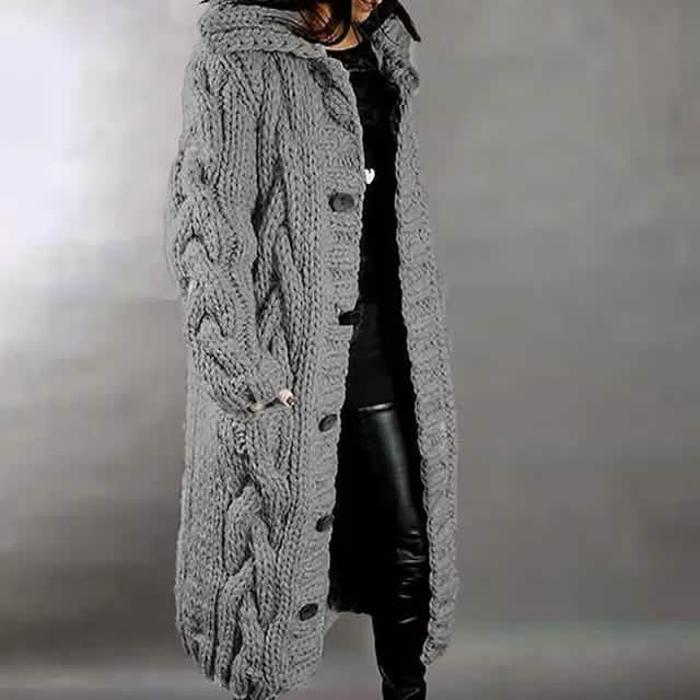 Women's Chunky Cable Knit Open-Front Cardigan