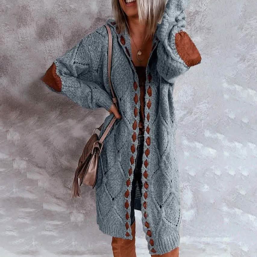 Women's Color Block Hooded Cardigan