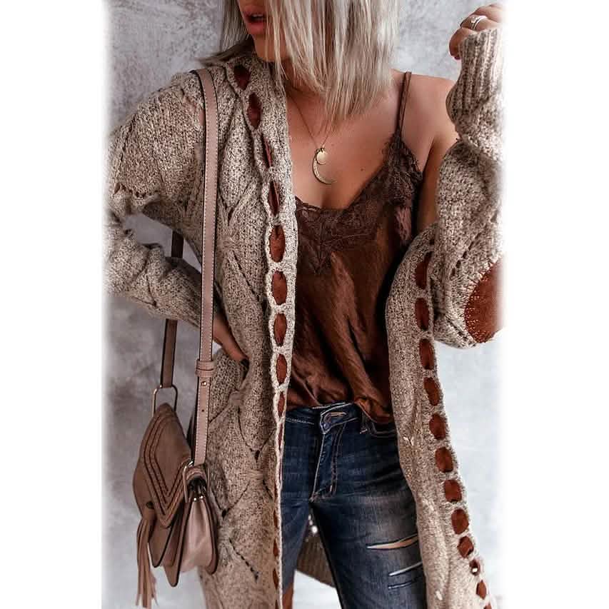 Women's Color Block Hooded Cardigan