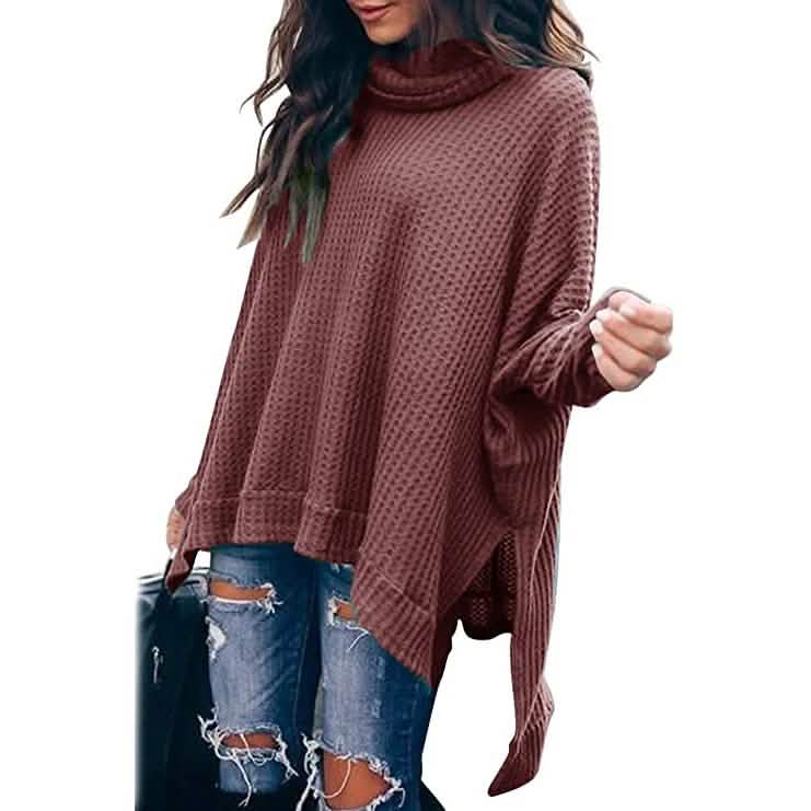 Women's Cowl Neck Batwing Sleeve Sweater