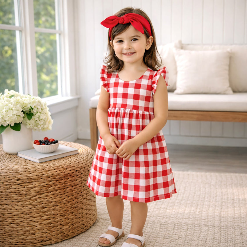 Picnic Plaid Soft Bamboo Summer Dress for Girls